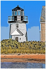 Hyannis Harbor Light Tower in Massachusetts -Digital Painting